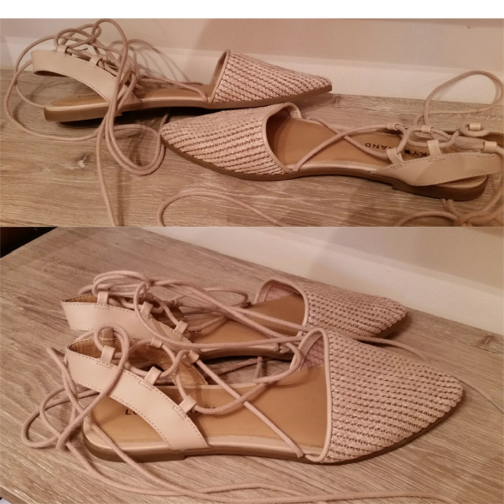 Lucky Brand Mackneill Ankle Wrap Woven Flats 9.5